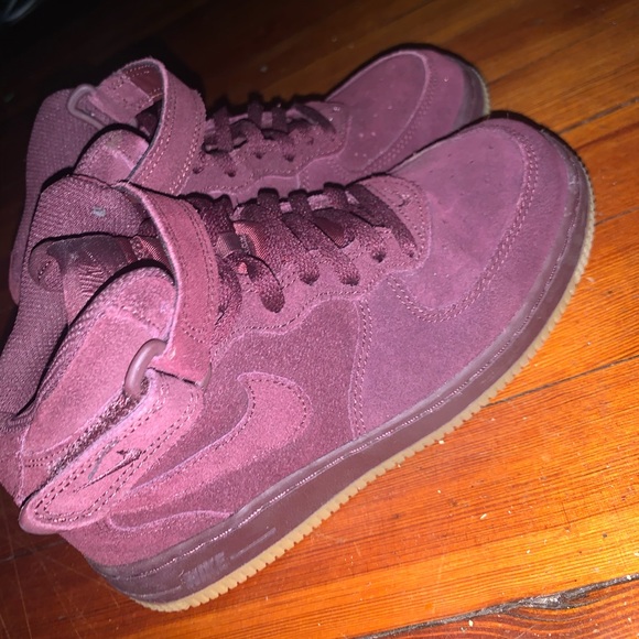 burgundy air force ones high top